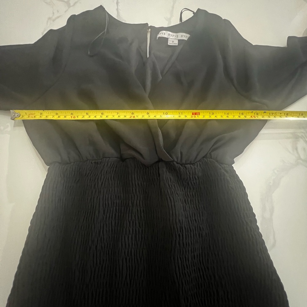 Hyfve Women’s Black Sheer Sleeve Fitted Smocked Dress  great condition S - Picture 7 of 10